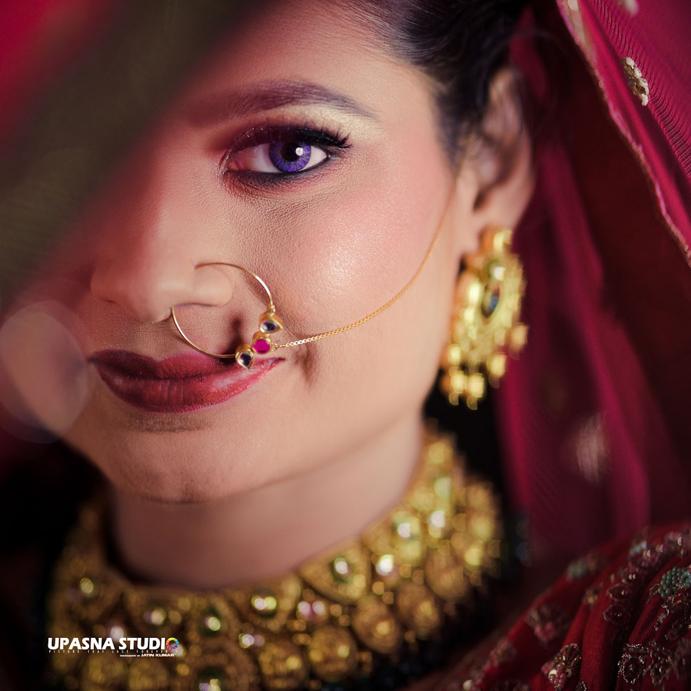 bride in red closeup